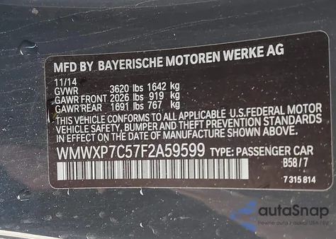 2015 Mini Hardtop Cooper S z USA, uszkodzony, nr VIN WMWXP7C57F2A59599